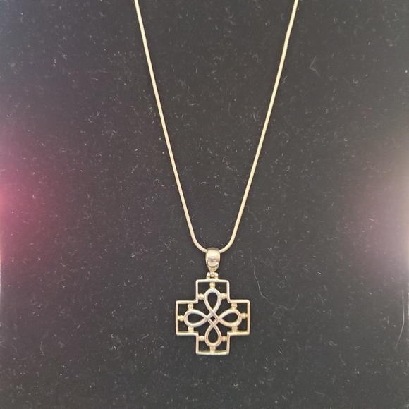 Sterling Open Filigree Cross Necklace ATI - Picture 3 of 15